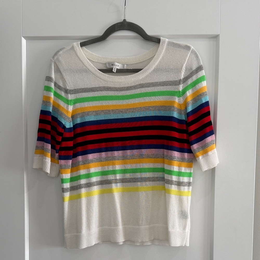 Milly Multicolor Striped Short Sleeve Tee​​